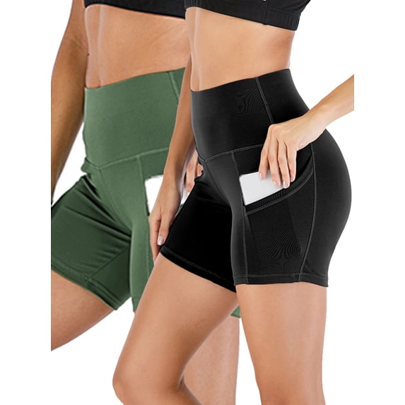 YouLoveIt Womens Yoga Shorts Butt Lifting Yoga Shorts High Waist Tummy Control Yoga Leggings Solid Color Yoga Running Shorts Yoga Short Leggings Stretch Ruched Hot Shorts with Pockets