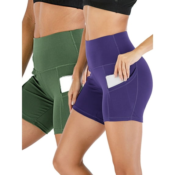 YouLoveIt Womens Yoga Shorts Butt Lifting Yoga Shorts High Waist Tummy Control Yoga Leggings Solid Color Yoga Running Shorts Yoga Short Leggings Stretch Ruched Hot Shorts with Pockets