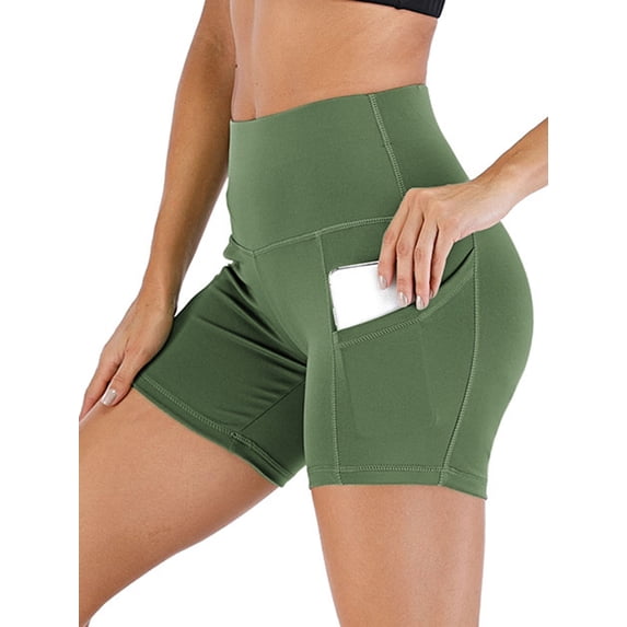 YouLoveIt Womens Yoga Shorts Butt Lifting Yoga Shorts High Waist Tummy Control Yoga Leggings Solid Color Yoga Running Shorts Yoga Short Leggings Stretch Ruched Hot Shorts with Pockets