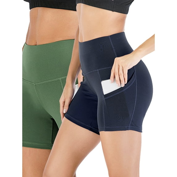 YouLoveIt Womens Yoga Shorts Butt Lifting Yoga Shorts High Waist Tummy Control Yoga Leggings Solid Color Yoga Running Shorts Yoga Short Leggings Stretch Ruched Hot Shorts with Pockets