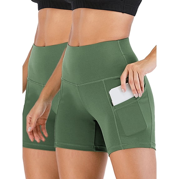 YouLoveIt Womens Yoga Shorts Butt Lifting Yoga Shorts High Waist Tummy Control Yoga Leggings Solid Color Yoga Running Shorts Yoga Short Leggings Stretch Ruched Hot Shorts with Pockets