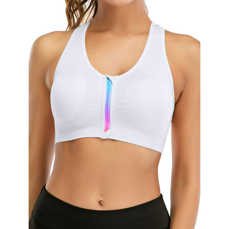 YouLoveIt Zip Front Closure Sports Bra for Women Racerback Yoga