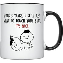 YouNique Designs 3rd Year Anniversary Mug, 11 Ounces, 3rd Wedding Anniversary Coffee Mug for Wife, Second Anniversary Cup for Wife, 3 Year Dating Mug for Her (White)