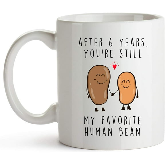 YouNique Designs 6 Years Anniversary Mug, 11 Ounces, Funny 6th Anniversary Coffee Mug for Him, Fifth Year Wedding Anniversary Cup for Her, 6 Year Anniversary Mug for Husband and Wife (White)