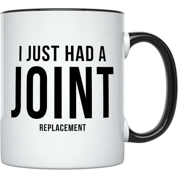 YouNique Designs Ceramic Coffee Mug, 11 oz, Hipster Charm, Hip & Knee Replacement Recovery, Funny, White