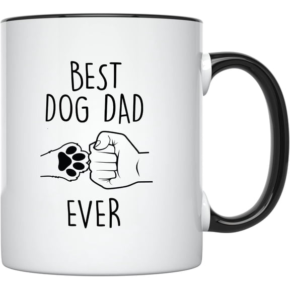 YouNique Designs Dog Dad Mug for Men, 11 Oz, Dawg Father, Dog Cup for Him, Dogfather, Fur Dad, Dachshund, German Shepherd, French Bulldog, Golden Retriever