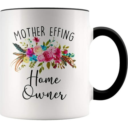YouNique Designs First Time Home Buyers Mug, 11 Ounces, New Home Ownership Coffee Mug, House Warming Cup for New Home, Housewarming Coffee Mug (Black Handle)