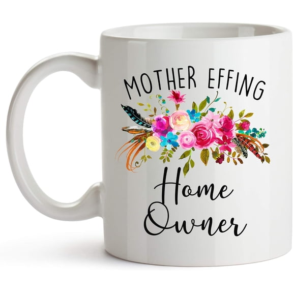 YouNique Designs First Time Home Buyers Mug, 11 Ounces, New Home Ownership Coffee Mug, House Warming Cup for New Home, Housewarming Coffee Mug (Black Handle)