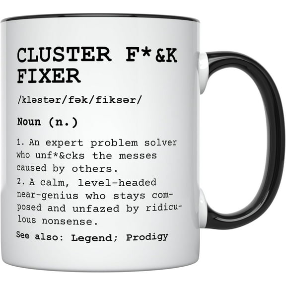 YouNique Designs Funny Coffee Mugs for Coworkers, Employees - 11oz Ceramic Coffee Mug Funny Coworker, Work Related Gifts, Funny Office Mugs - Women, Mens Coworker Gifts Ideas (Black Handle)