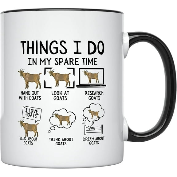 YouNique Designs Goat Coffee Mug - Portable Coffee Cup 11 Oz, Funny Goat Gifts for Women, Goat Mug, Goat Gifts for Goat Lovers, Goat Themed Gifts, Goat Gifts, Goat Mom (Black Handle)