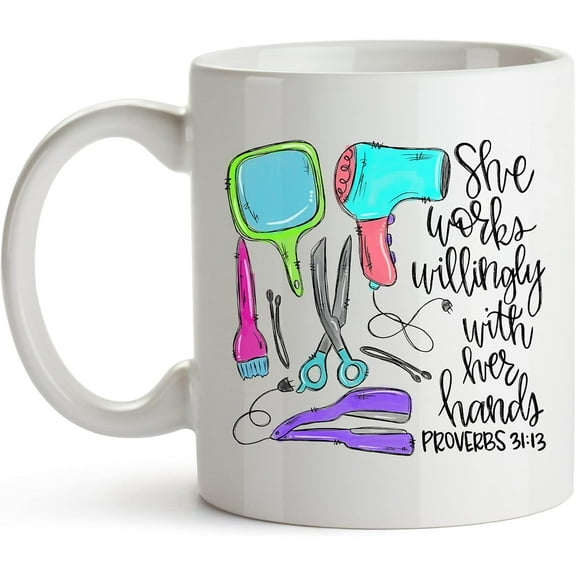 YouNique Designs Hair Stylist Coffee Mug, 11 Ounces, Mug for Hairdresser, Hairstylist Cup for Women, Hairdresser Gifts (Black Handle)