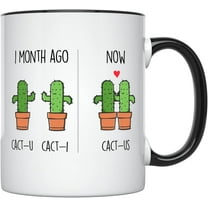 YouNique Designs One Month Anniversary Mug, 11 Ounces, Funny Coffee Mug for Boyfriend and Girlfriend, 1 Dating Cup, 1st (Black Handle), Count (Pack of 1)