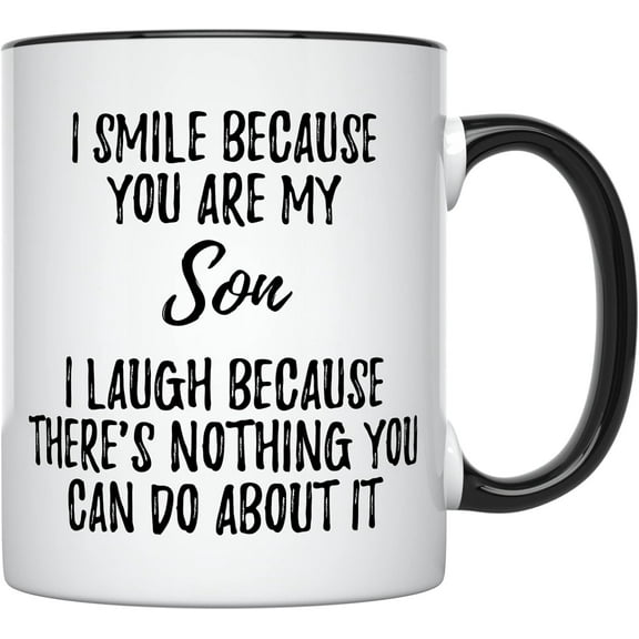 YouNique Designs Son Coffee Mug, 11 Ounces, Funny gifts from Mother to Son, Dad to Son Gifts, Best Son Ever Gifts (Black Handle)