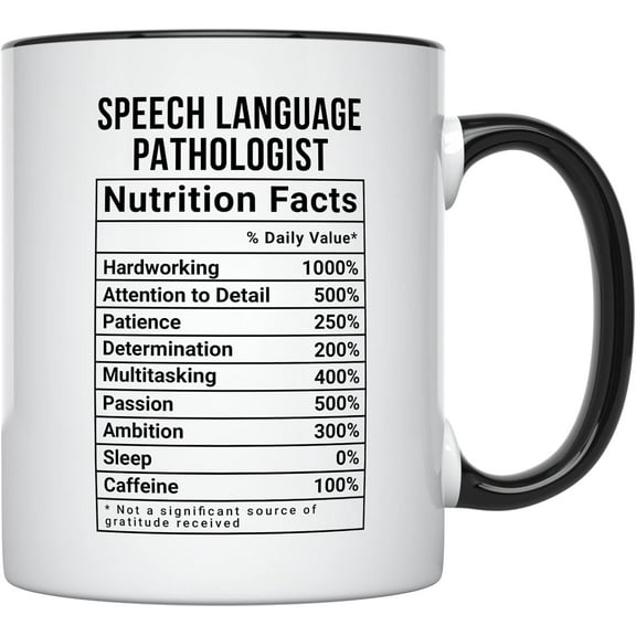 YouNique Designs Speech Therapist Mug 11 Ounce Speech Pathology Gifts SLP Gifts For Speech Language Pathologist Cup (Black Handle)