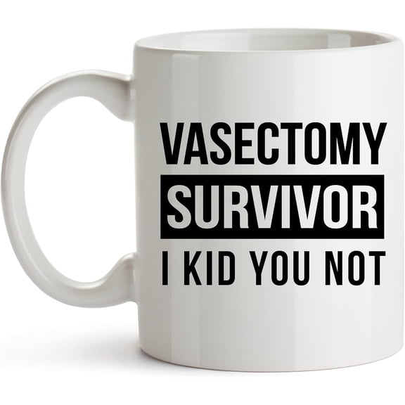 YouNique Designs Vasectomy Mug for Men, 11 Ounces, Vasectomy Gag Cup, Funny Get Well Coffee Mug for Men, Vasectomy Gifts (White)