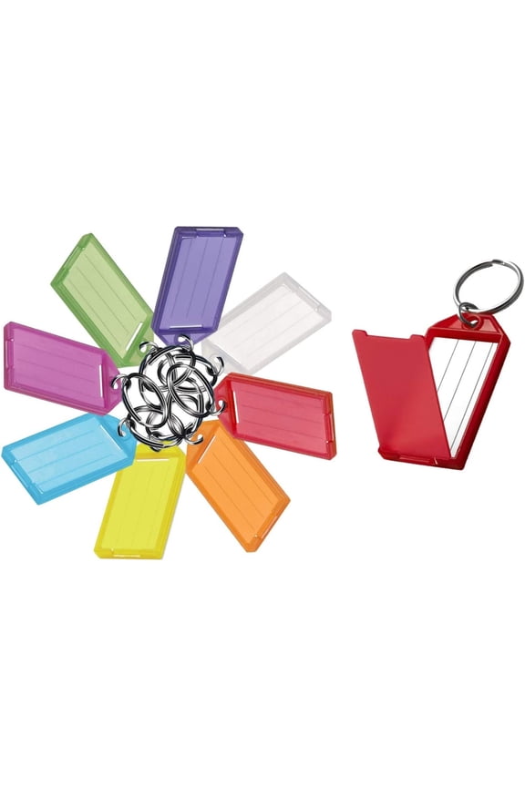 Lucky Line Key Tag with Flap and Split Ring, Assorted Colors, 100 Per Display Box (60500)