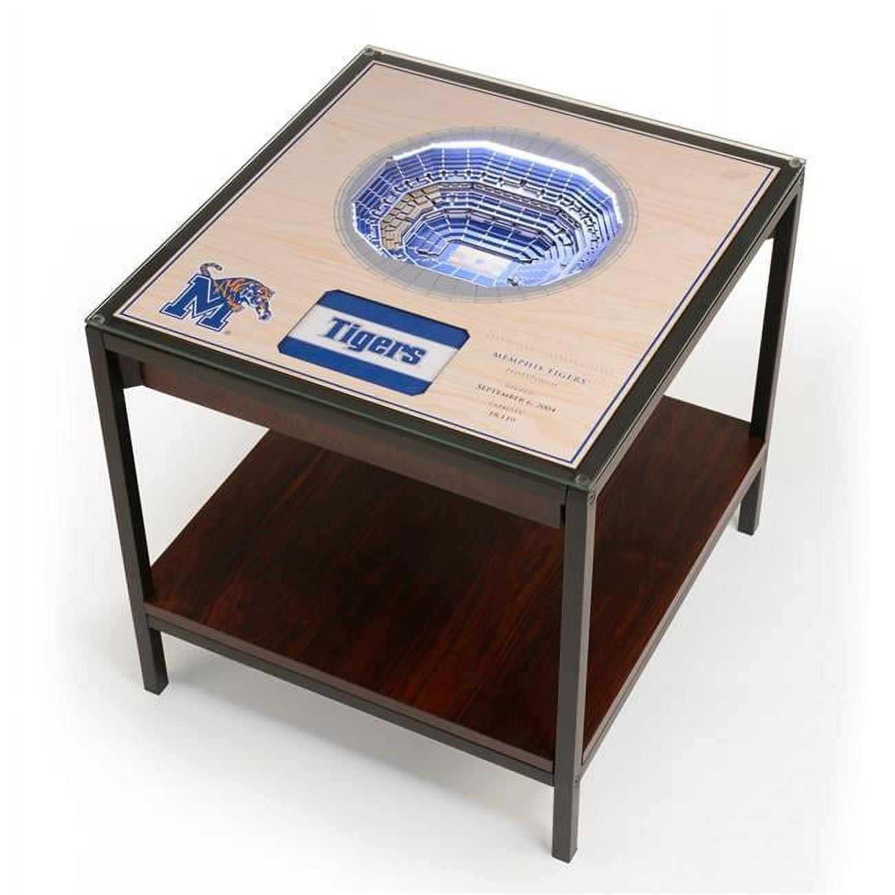 Memphis Tigers 3D Stadium Lighted Wood and Metal End Table