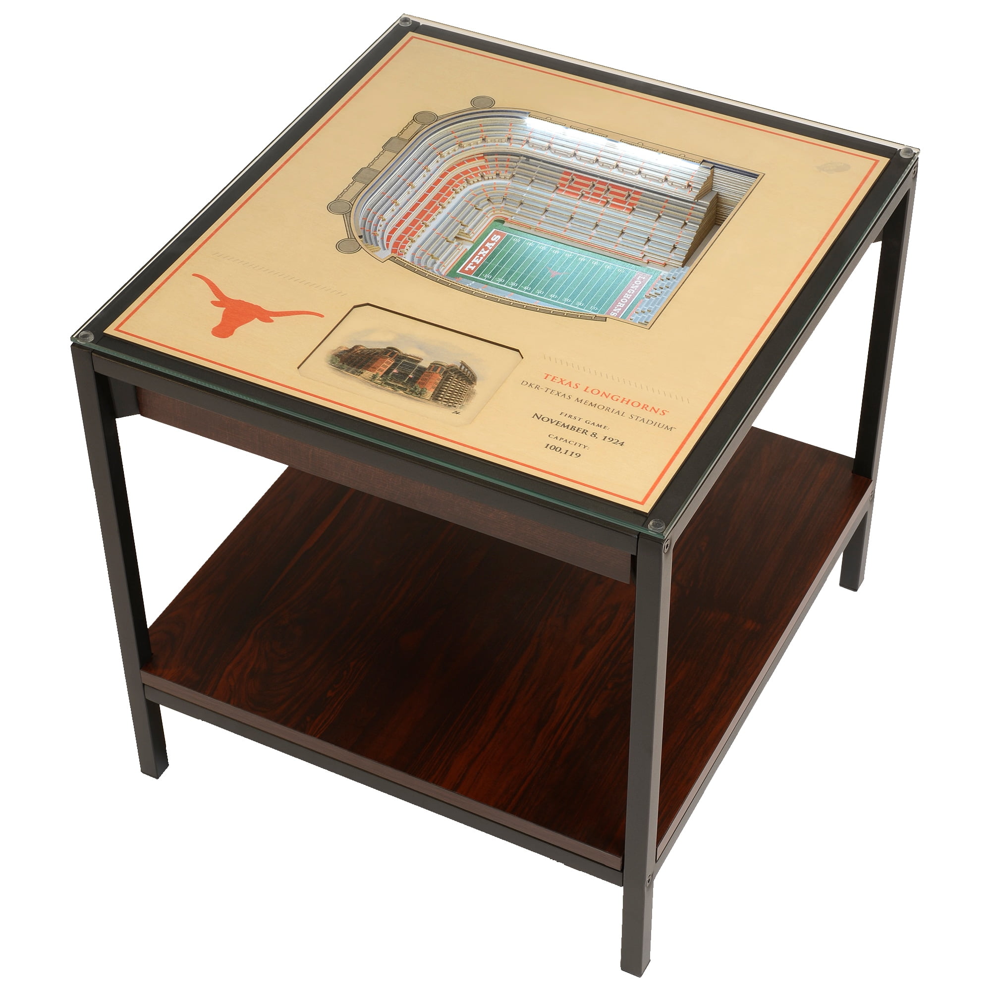Texas Longhorns 3D Stadium Lighted End Table with Storage