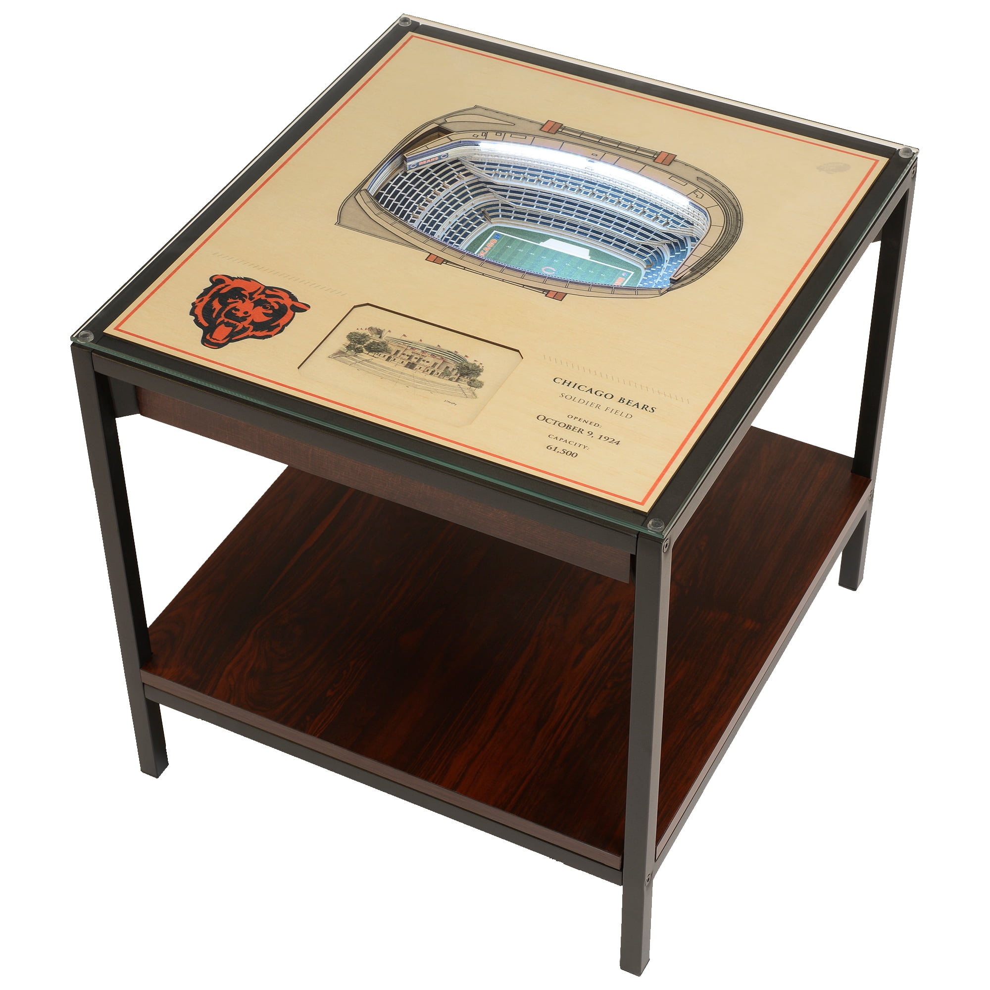 Chicago Bears 3D Stadium Design Lighted Accent Table with Storage
