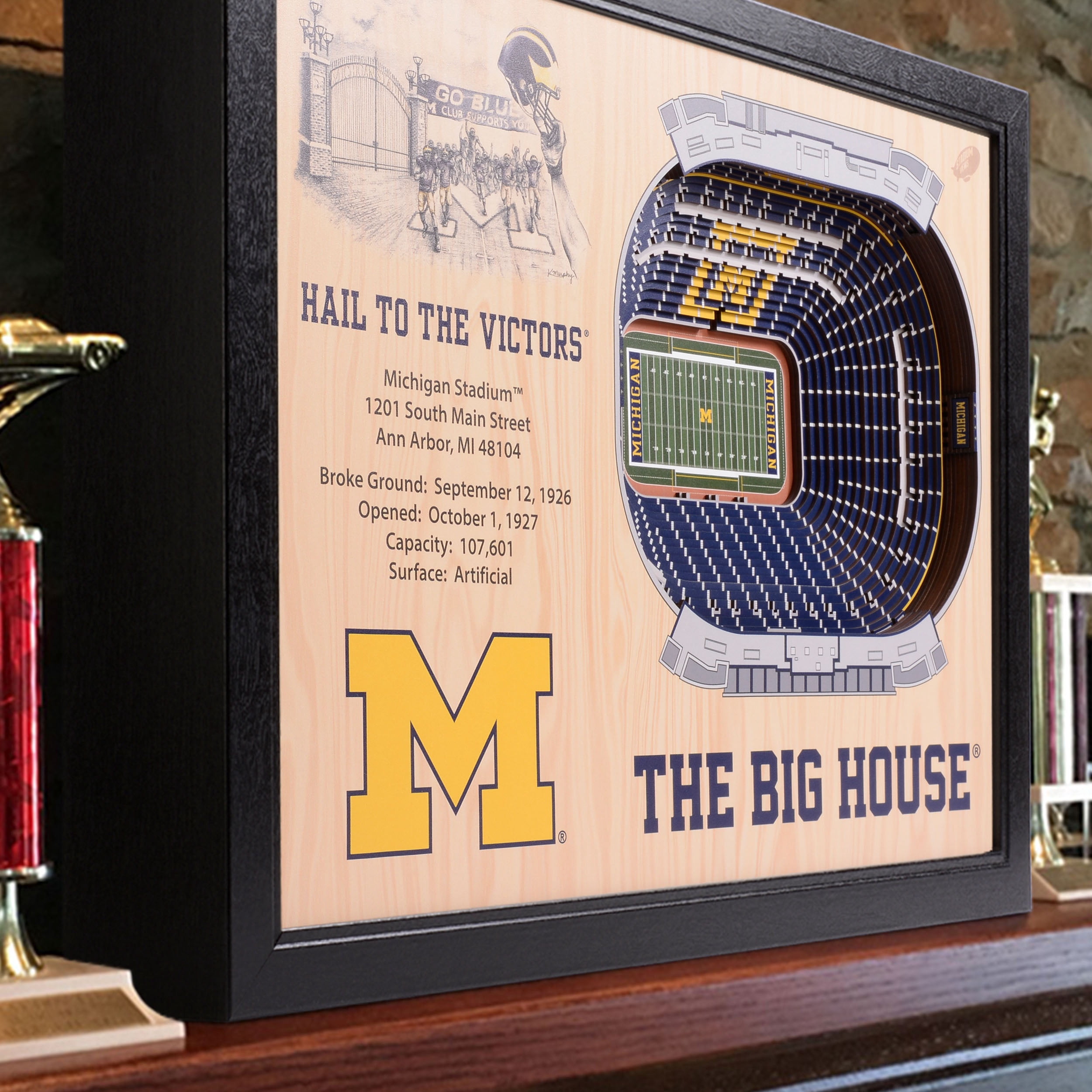 YouTheFan NCAA Michigan Wolverines BB 25-Layer Stadiumview Wall Art