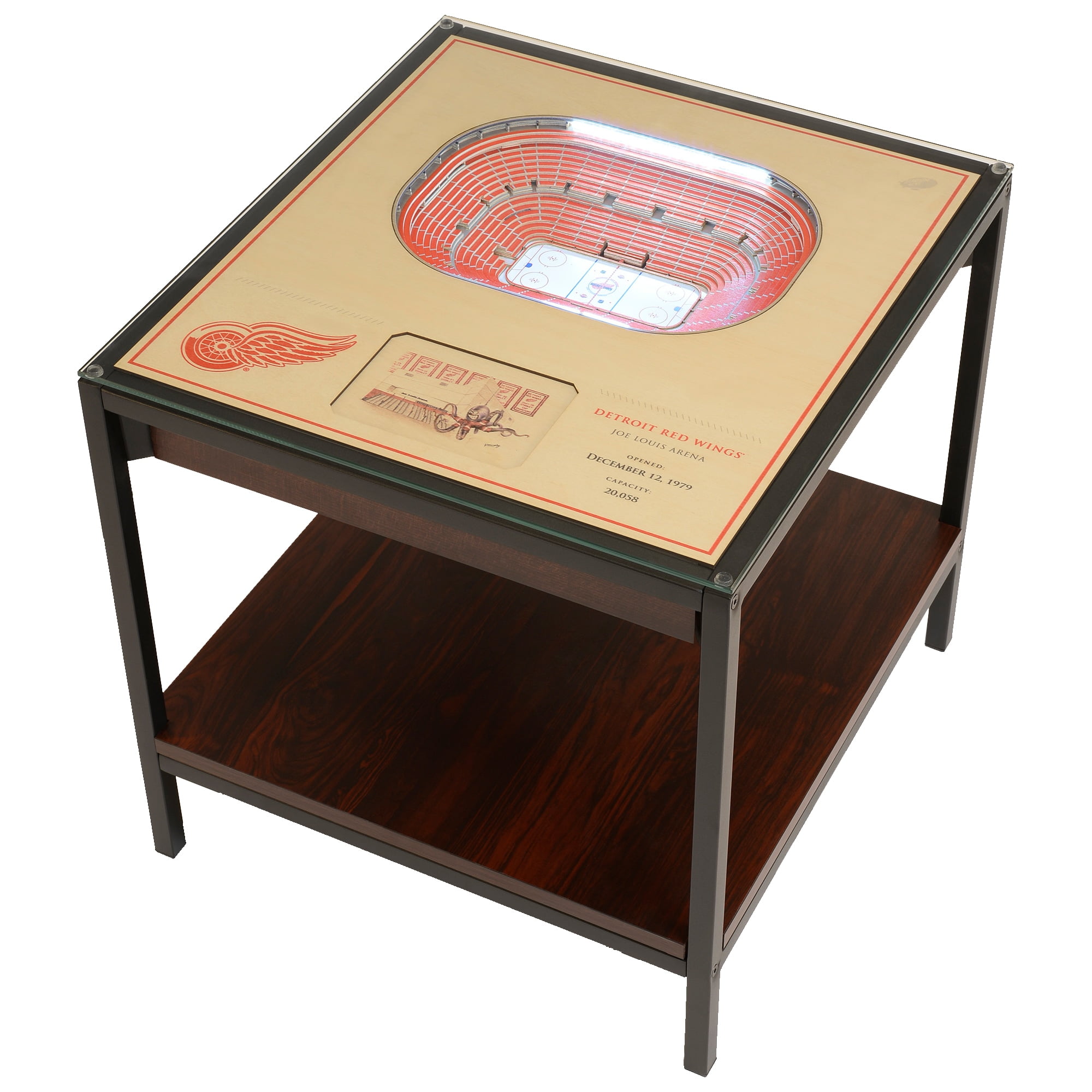 25-Layer Beechwood StadiumView Lighted End Table with Glass Top