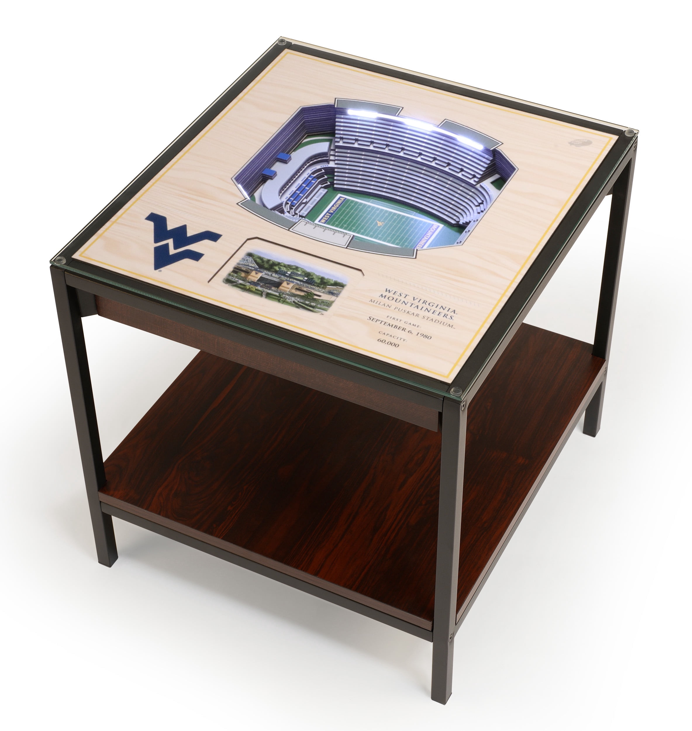 West Virginia Mountaineers 25-Layer StadiumViews Lighted End Table