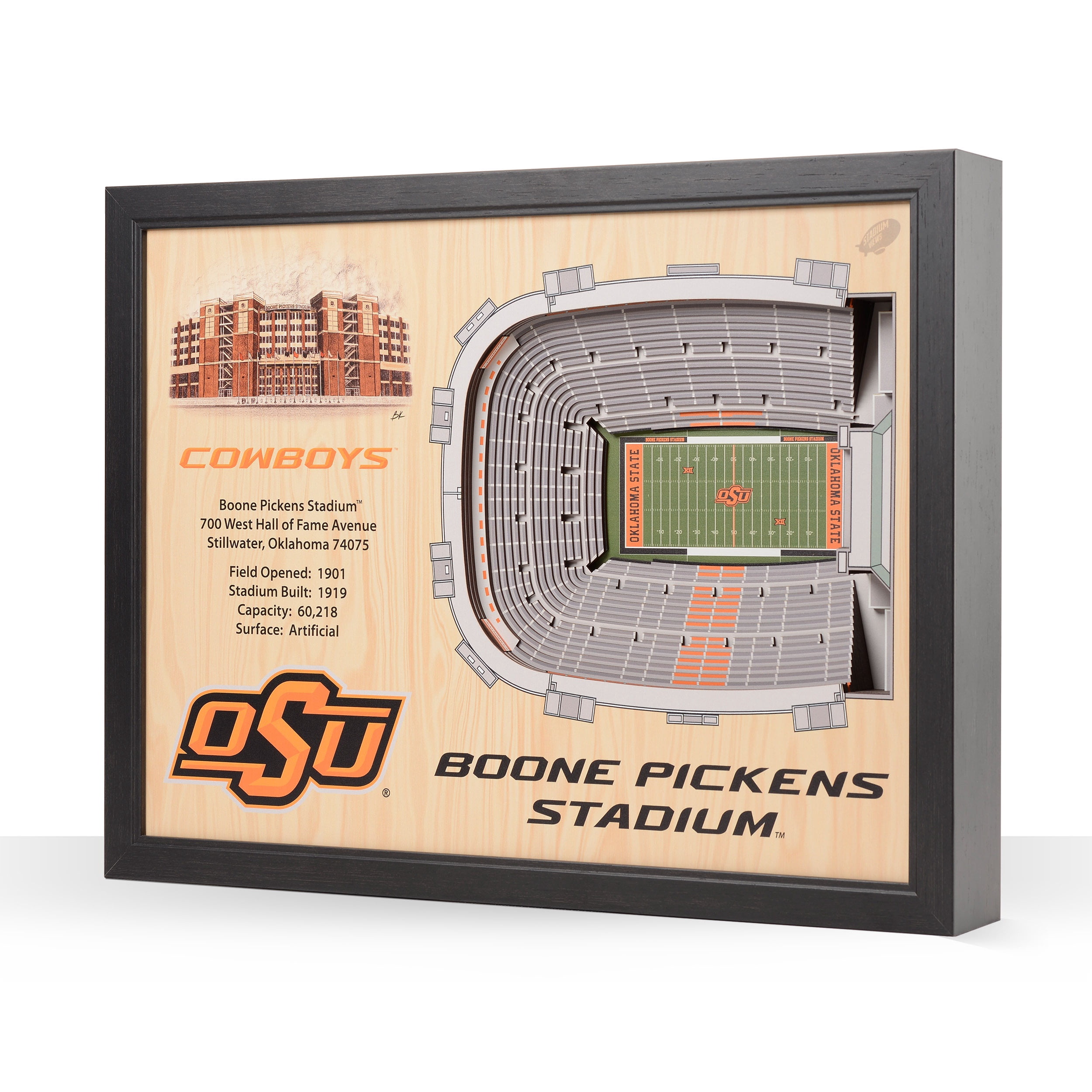 YouTheFan NCAA Oklahoma St Cowboys FB 25-Layer Stadiumview Wall Art