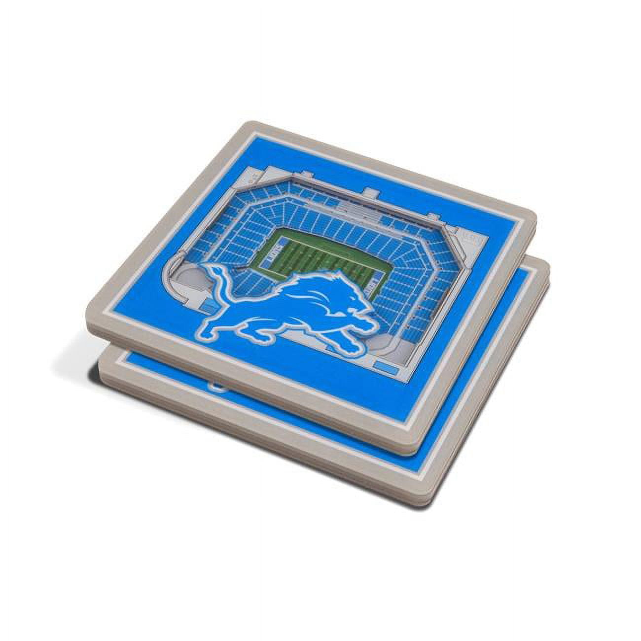 YouTheFan 9025627 NFL Detroit Lions Ford Field 3D StadiumViews Coaster Set  - Pack of 2 