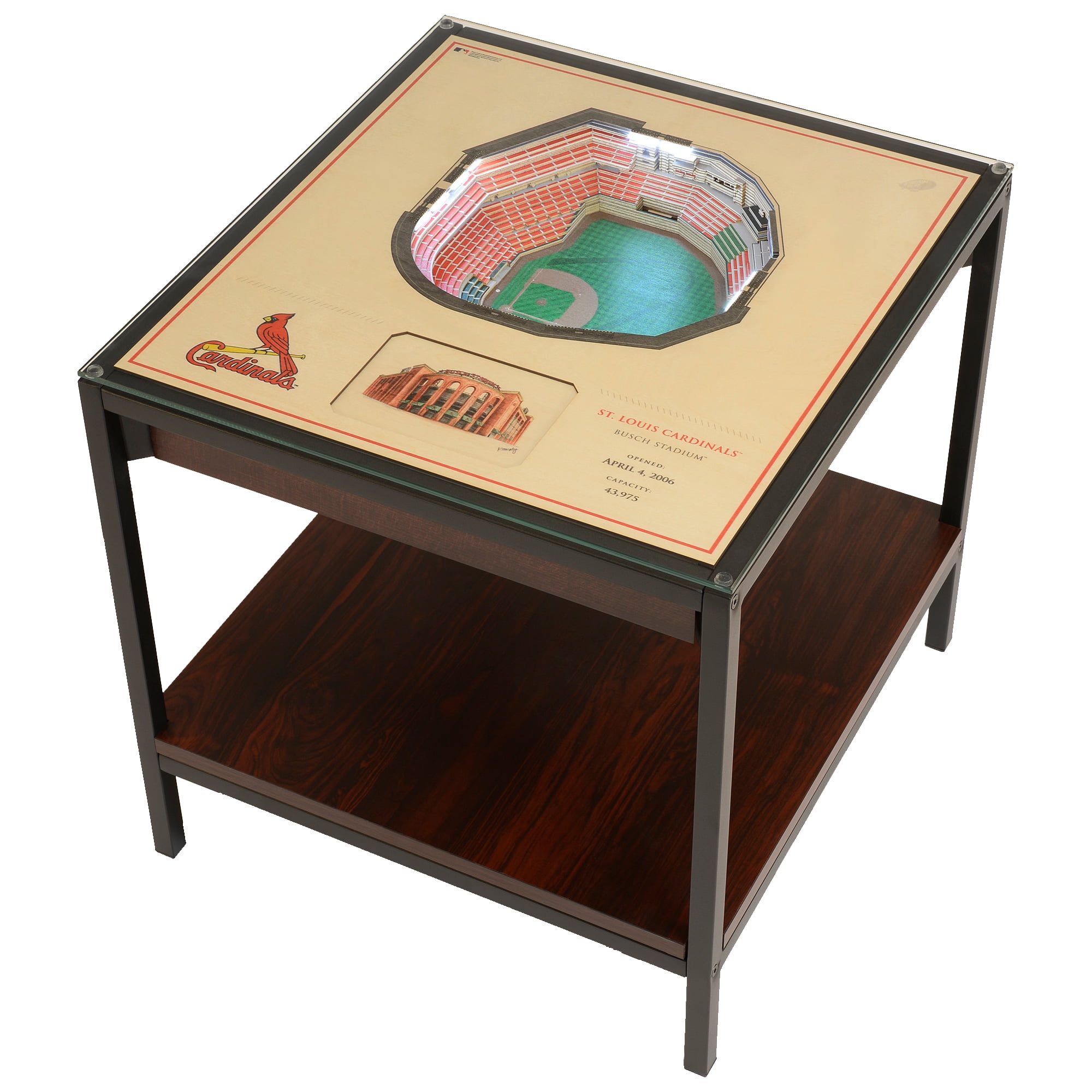 St. Louis Cardinals 3D Stadium Lighted Glass Top End Table
