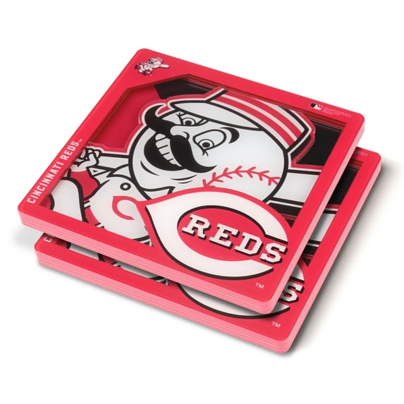 YouTheFan MLB Cincinnati Reds 3D-LSC 3D Logo Series Coasters - Pack of 2