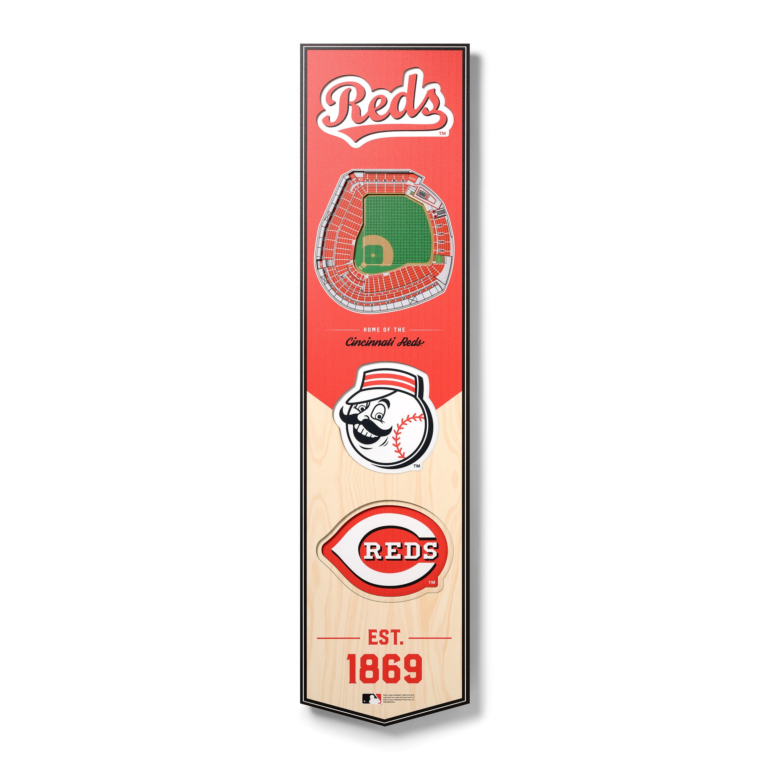 YouTheFan MLB Cincinnati Reds 8x32 Stadium View Banner