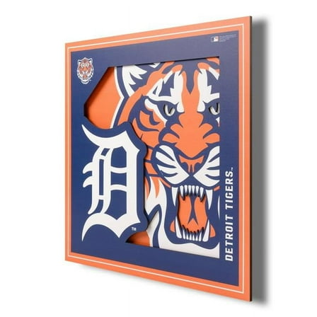 Detroit Tigers 12'' x 12'' 3D Logo Wall Art