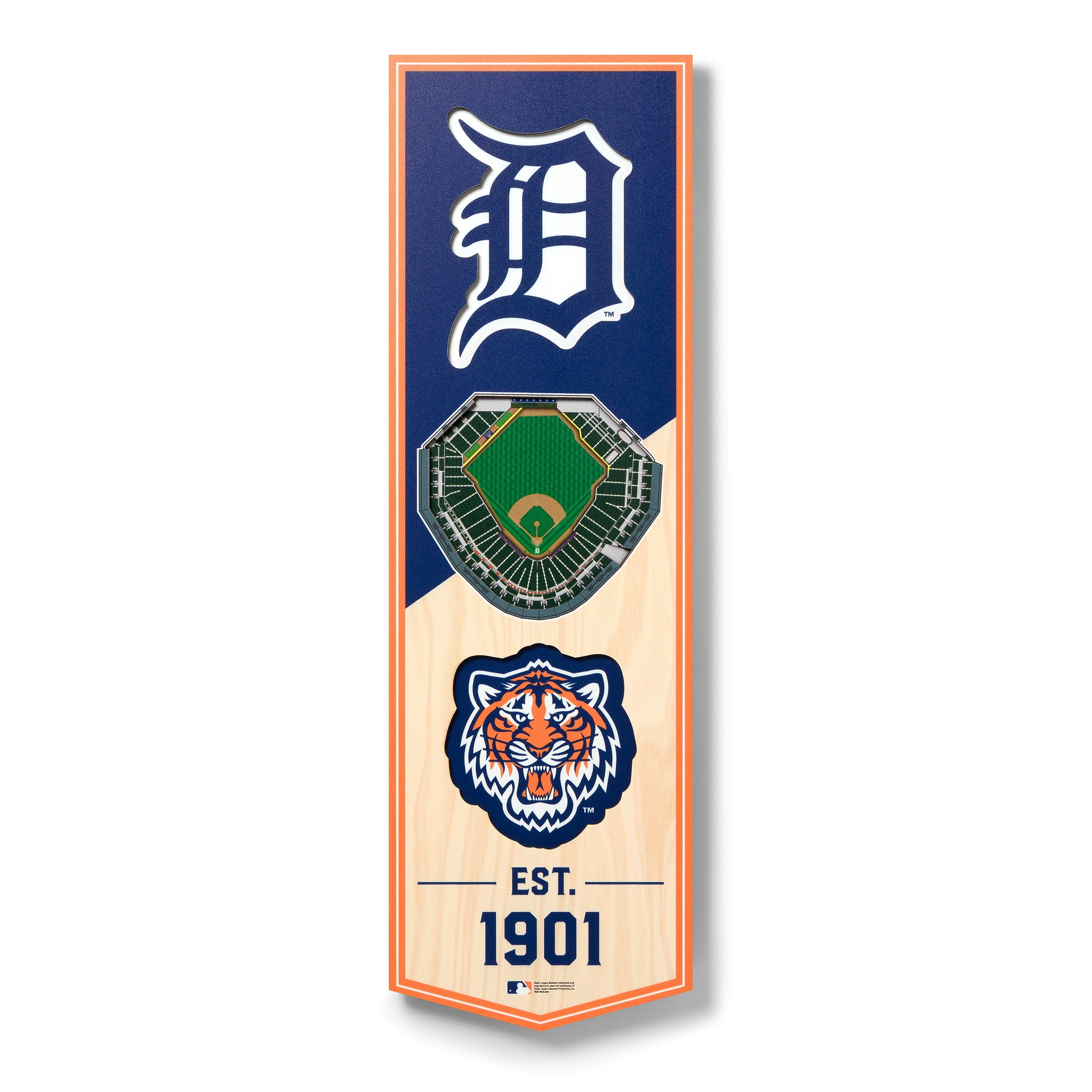 Detroit Tigers 6'' x 19'' 3D StadiumView Banner