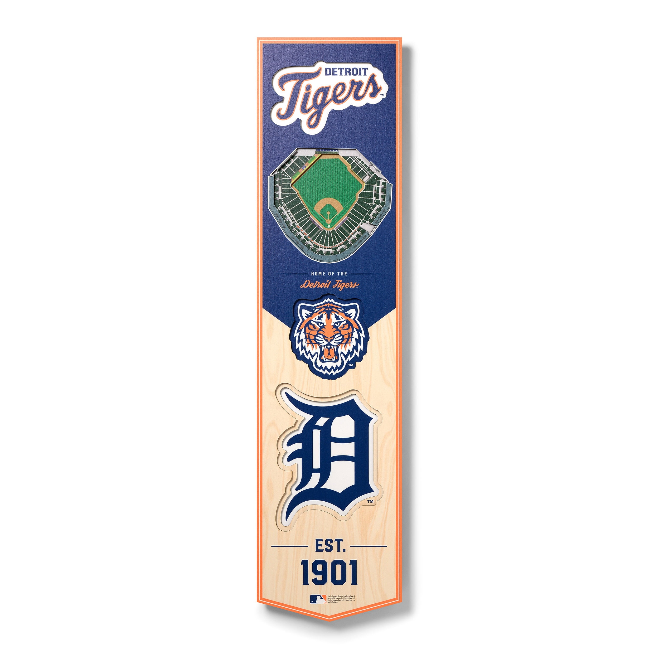 YouTheFan MLB Detroit Tigers 8x32 Stadium View Banner
