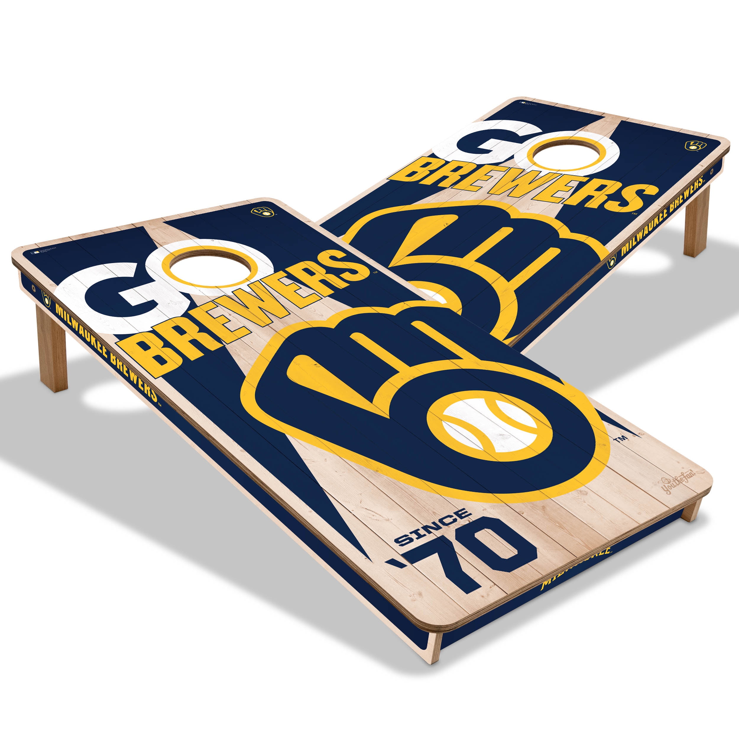 YouTheFan MLB Milwaukee Brewers 2' x 4' Cornhole Game No Bags