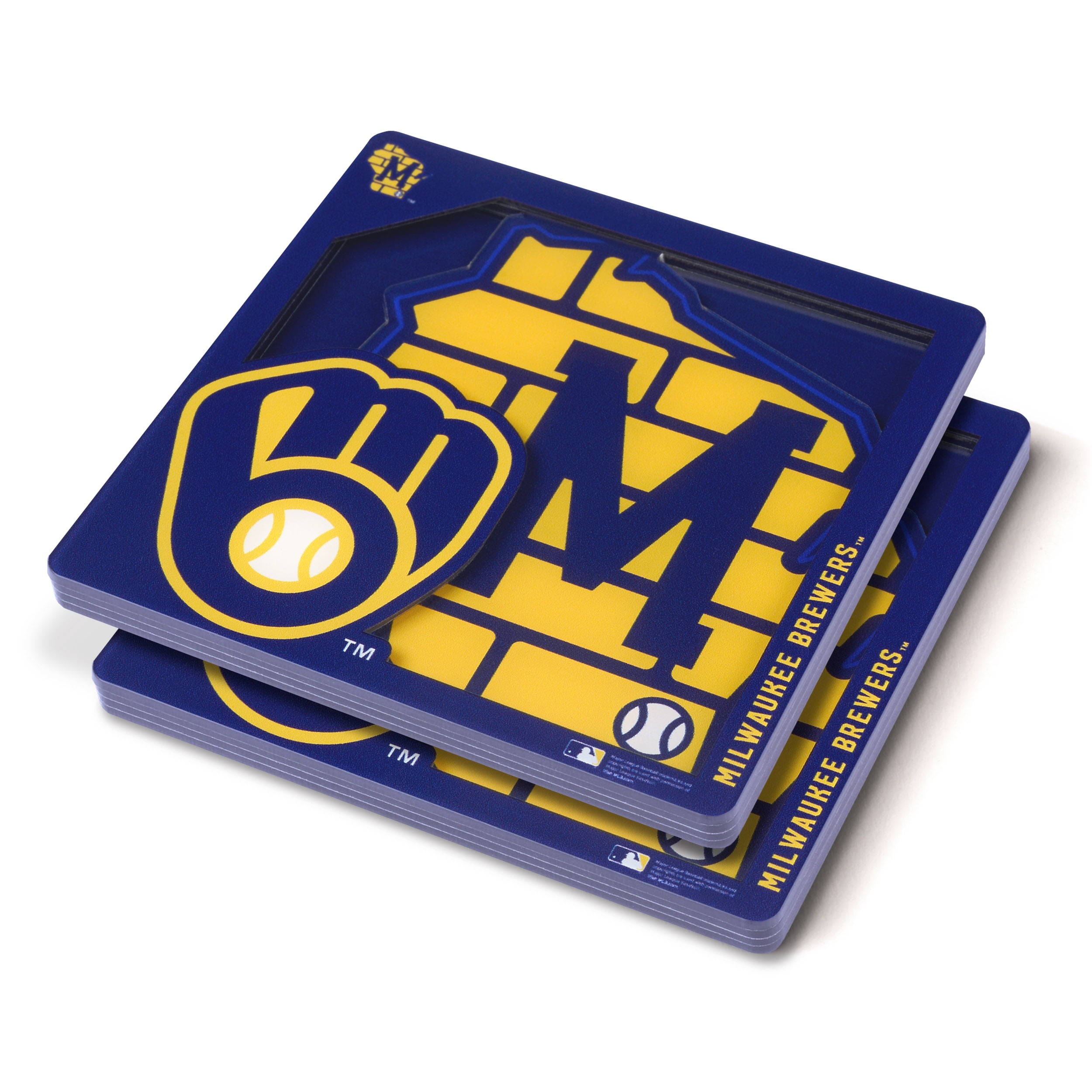 YouTheFan MLB Milwaukee Brewers 3D-LSC 3D Logo Series Coasters - Pack of 2