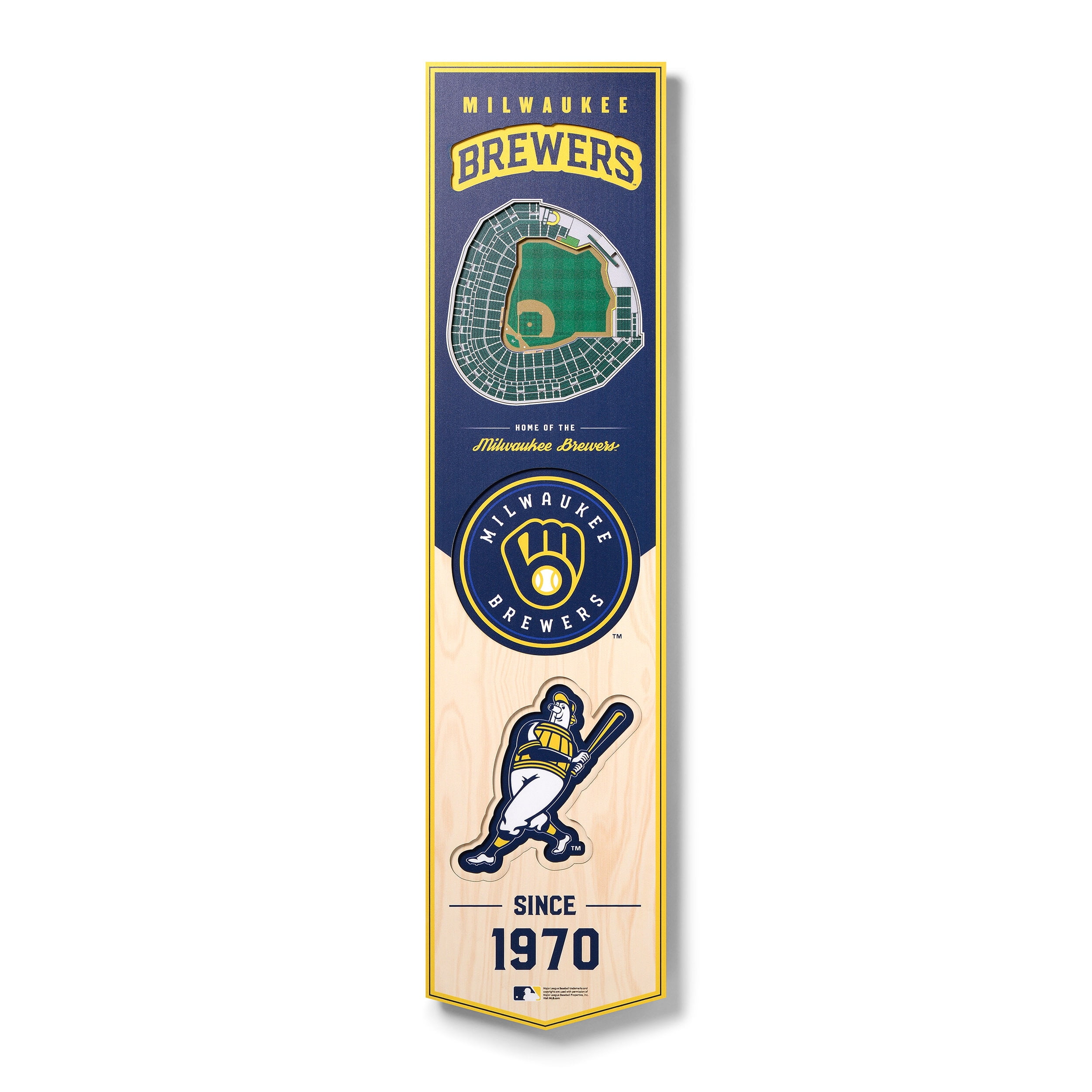 Milwaukee Brewers 8'' x 32'' 3D StadiumView Banner