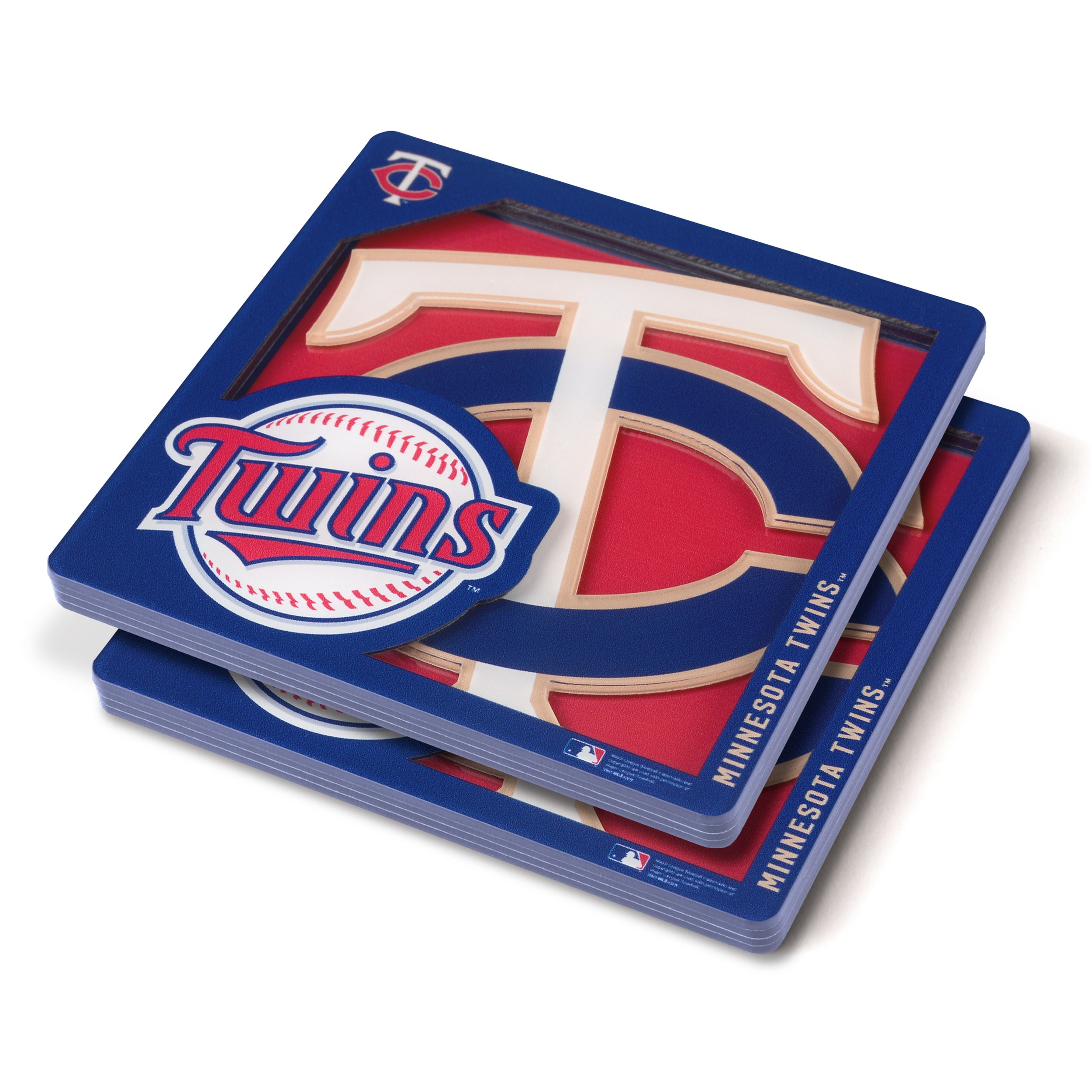 YouTheFan MLB Minnesota Twins 3D-LSC 3D Logo Series Coasters - Pack of 2