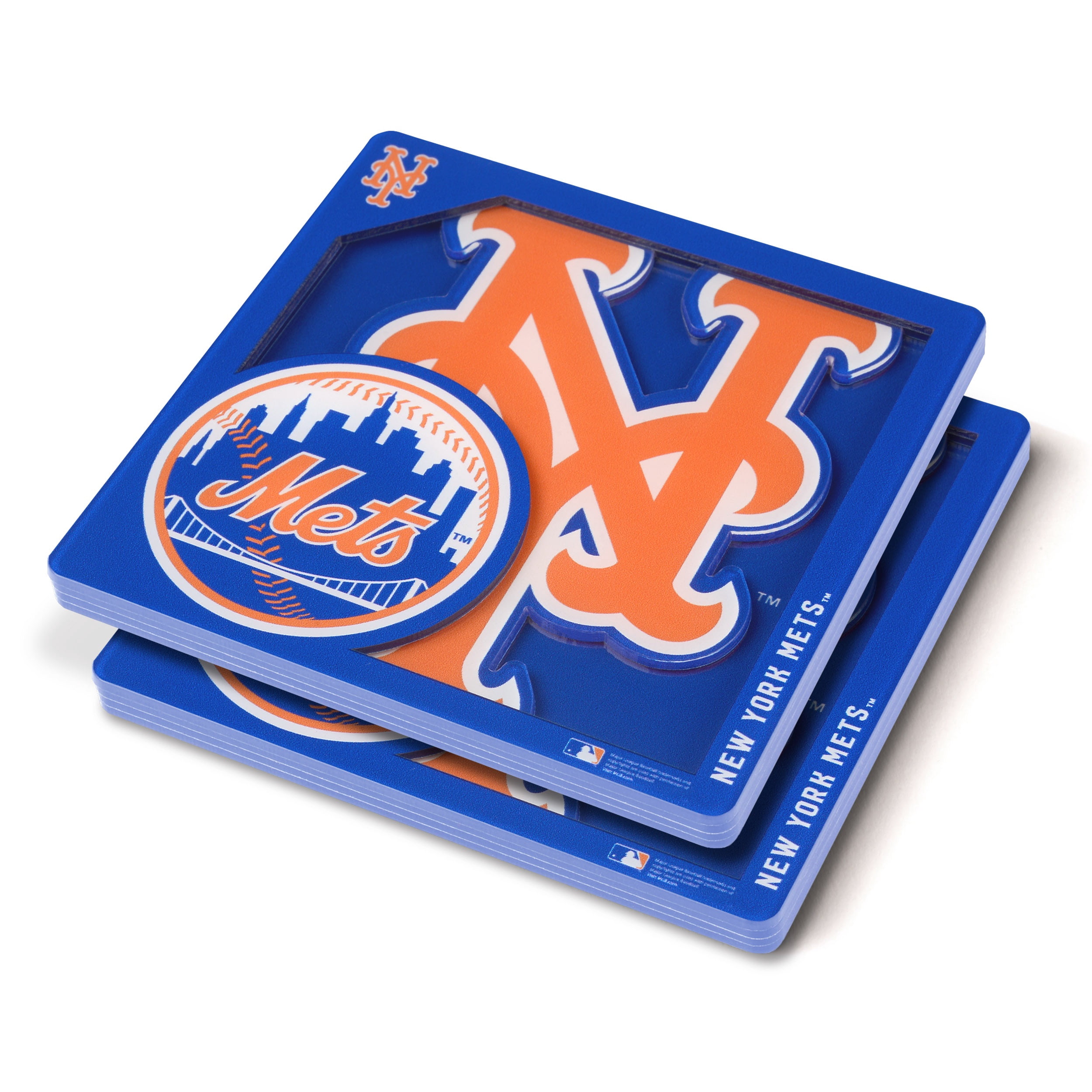 YouTheFan MLB New York Mets 3D-LSC 3D Logo Series Coasters - Pack of 2