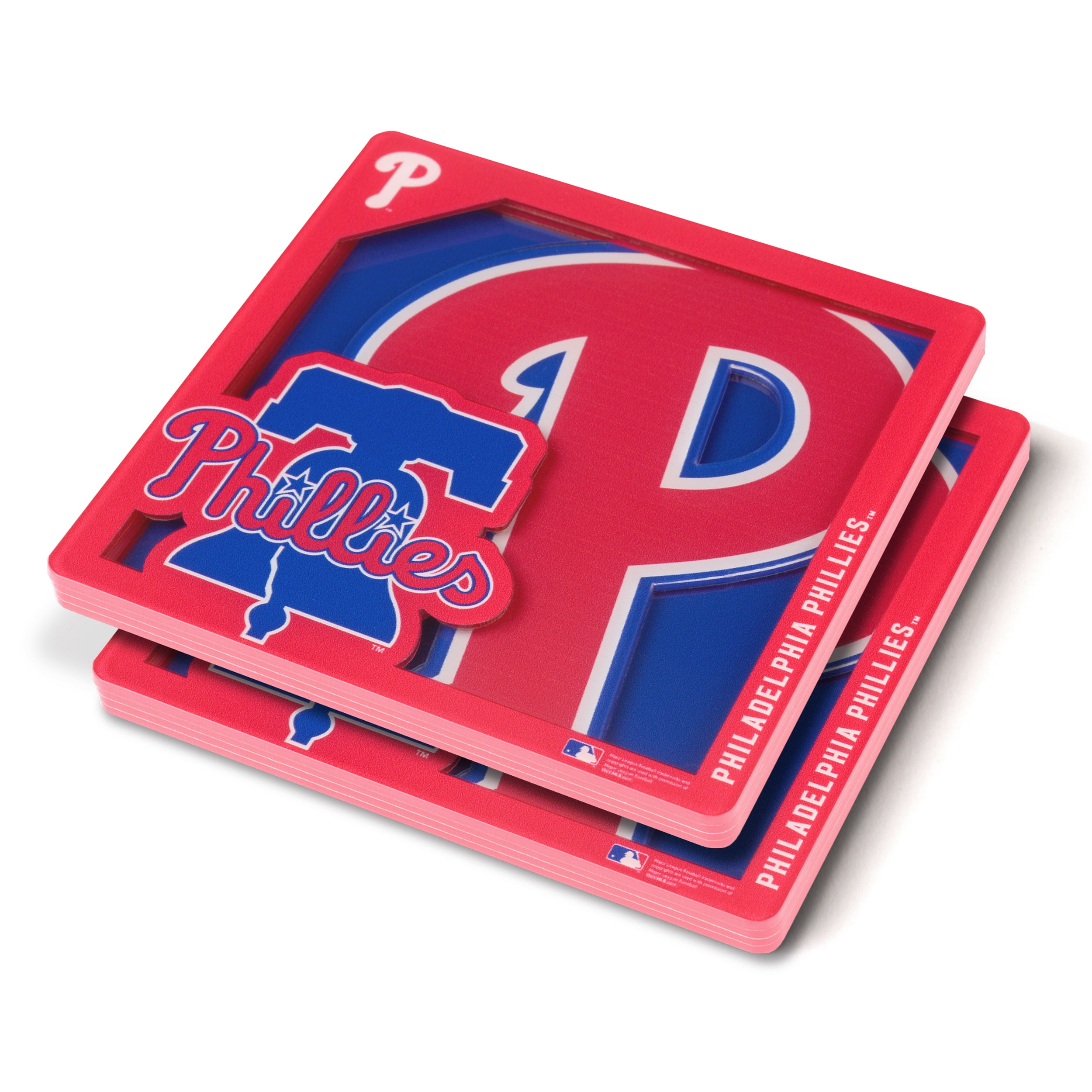 YouTheFan MLB Philadelphia Phillies 3D-LSC 3D Logo Series Coasters - Pack of 2