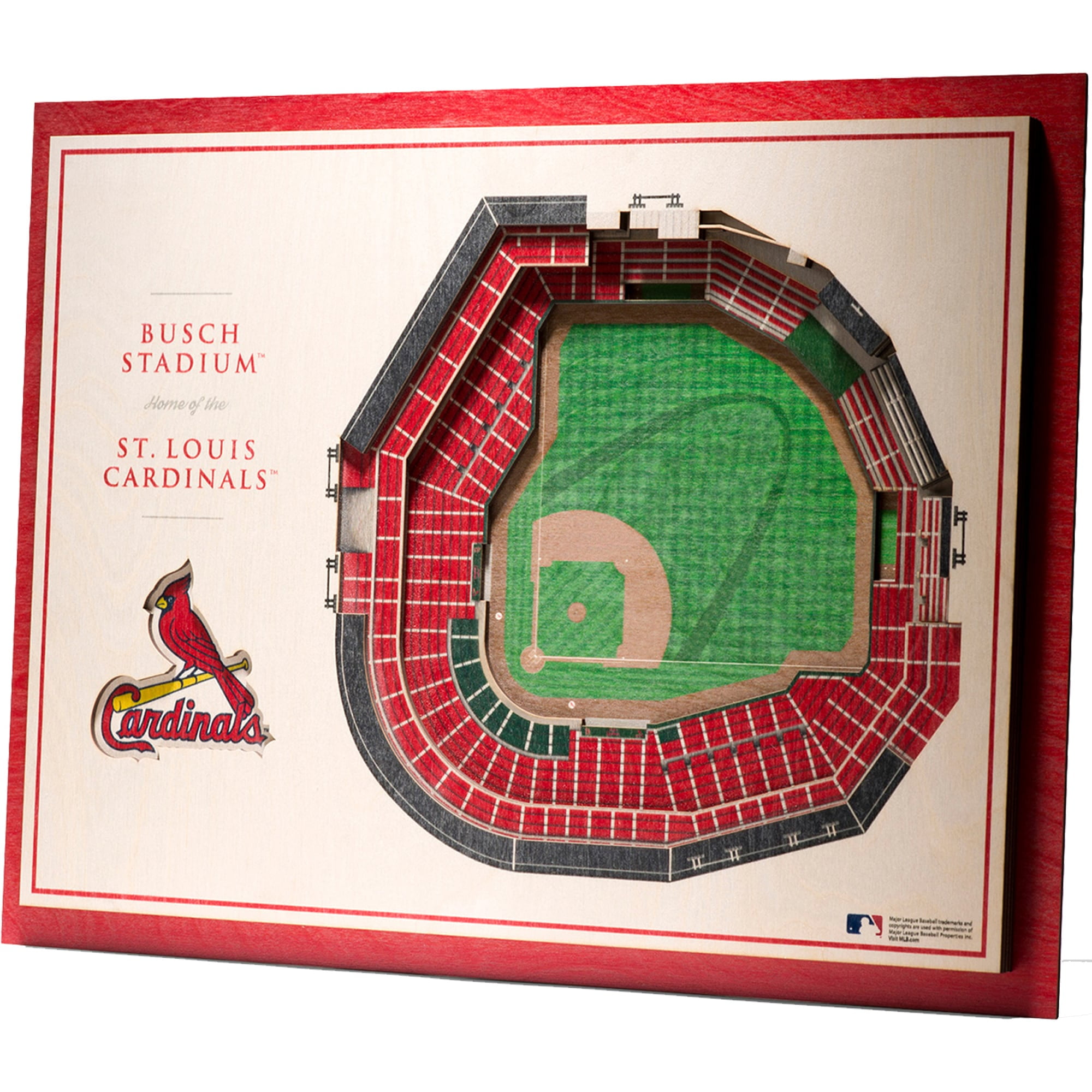 St. Louis Cardinals 3D Stadium Wall Art in Red and Natural Wood