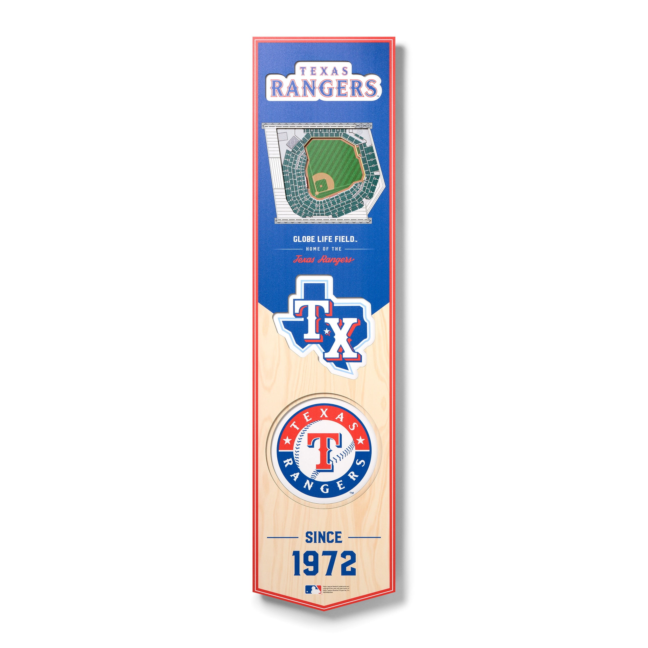 Texas Rangers 8'' x 32'' 3D StadiumView Banner