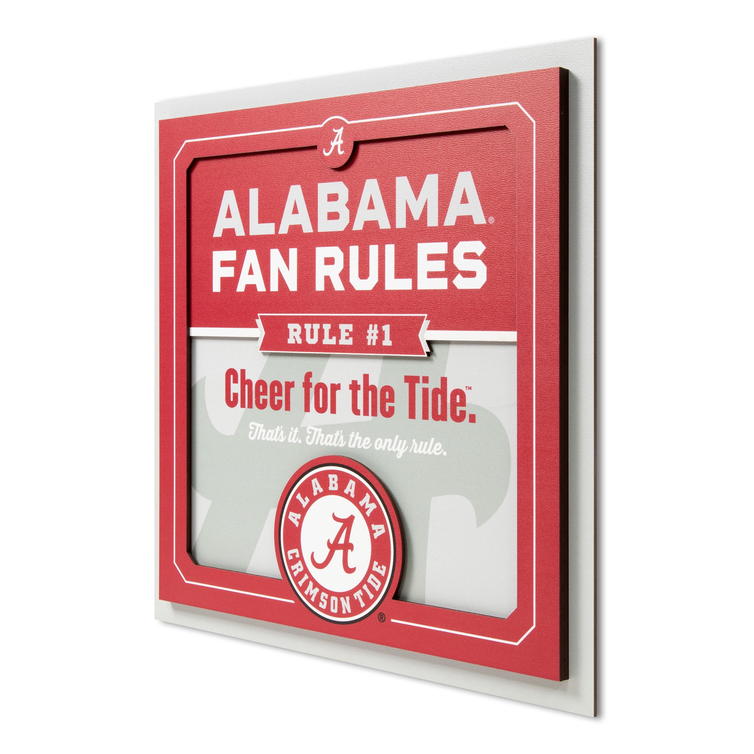 YouTheFan NCAA Alabama Crimson Tide Fan Rules 3D Wall Art
