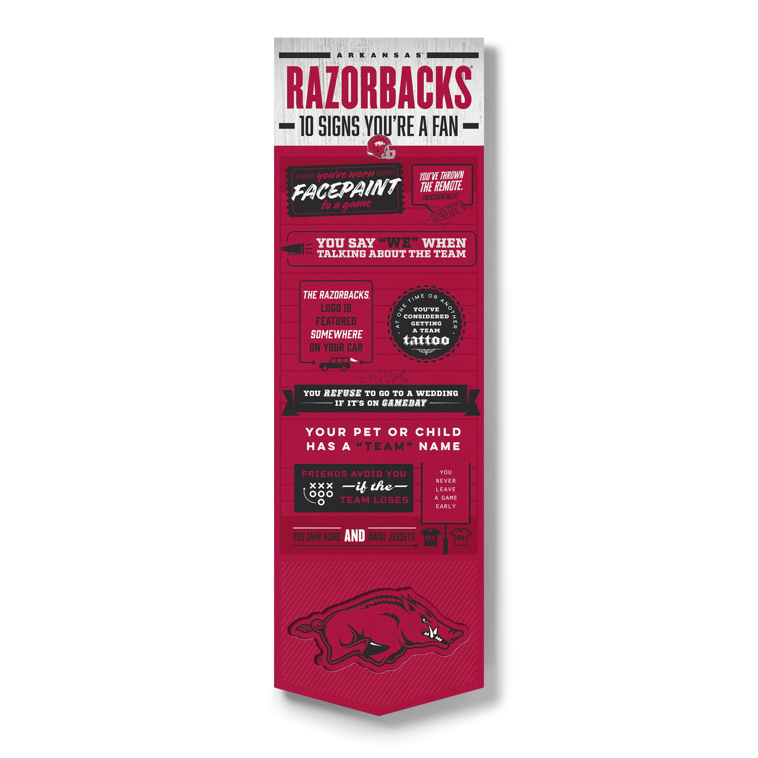 YouTheFan NCAA Arkansas Razorbacks 3D Top 10 Wall Art