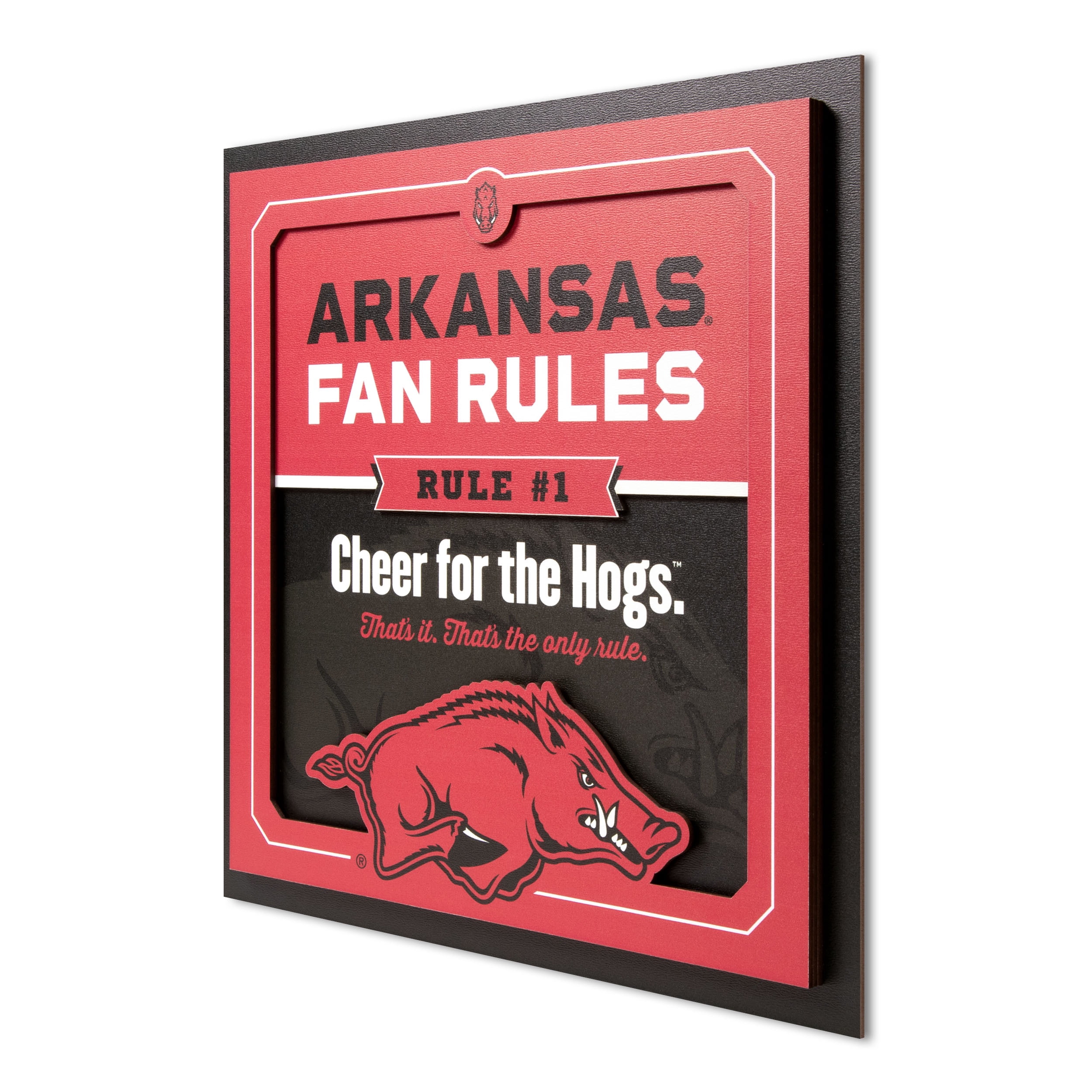 YouTheFan NCAA Arkansas Razorbacks Fan Rules 3D Wall Art