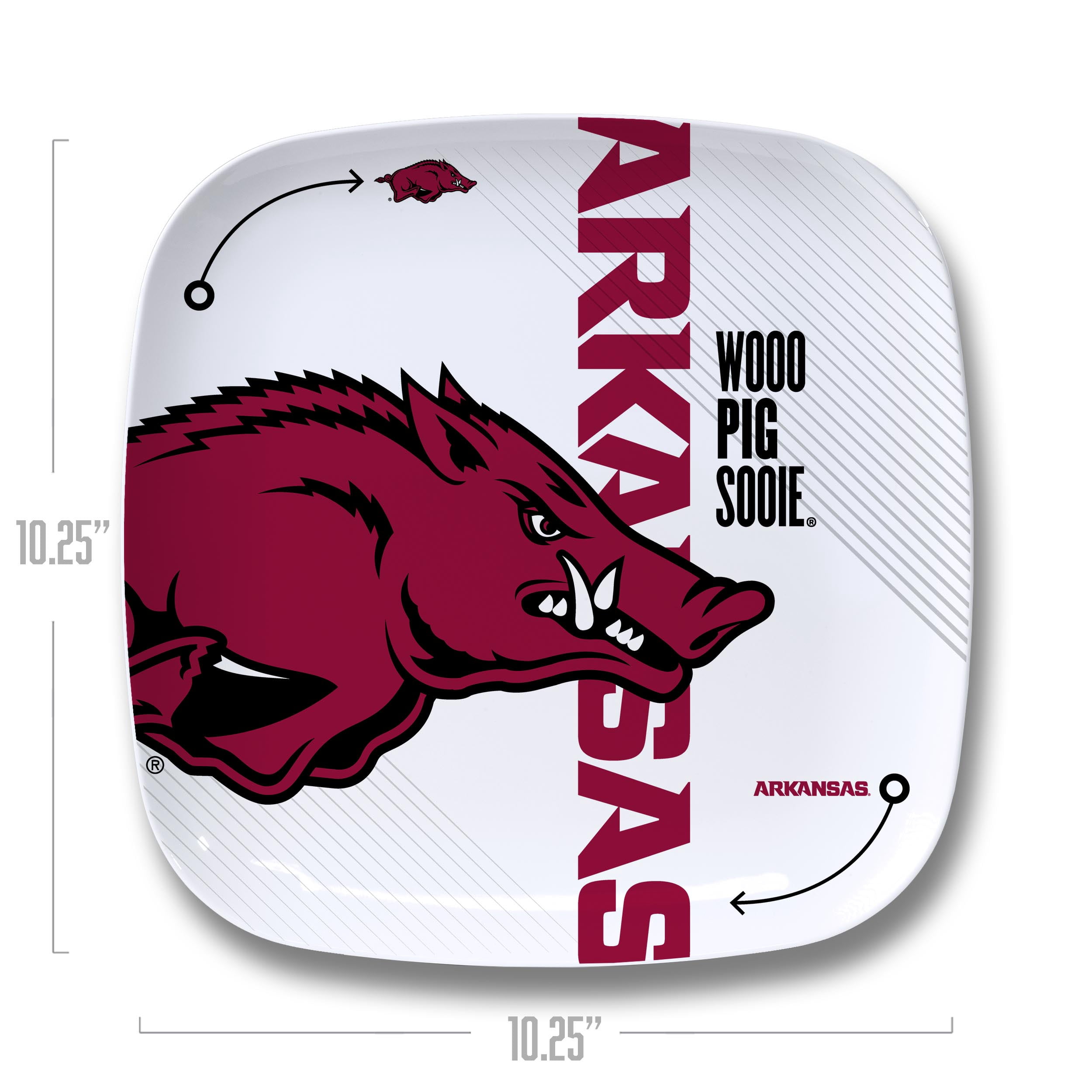 YouTheFan NCAA Arkansas Razorbacks Large Party Plate