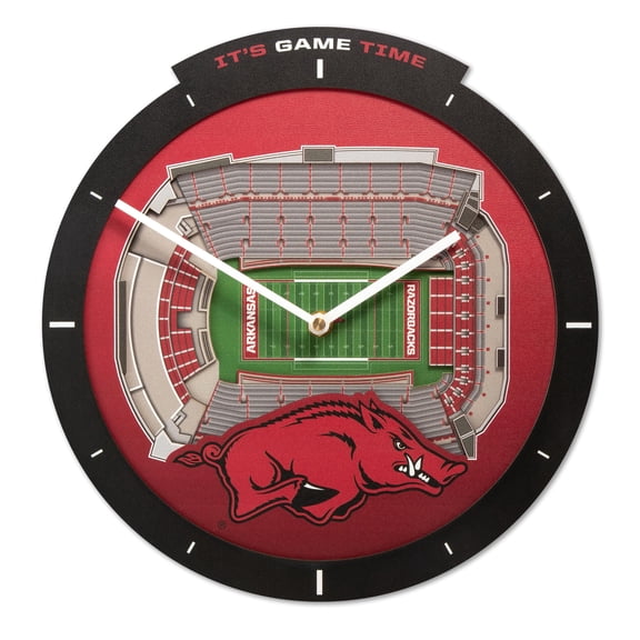 YouTheFan NCAA Arkansas Razorbacks Stadiumview 3D Wall Clock