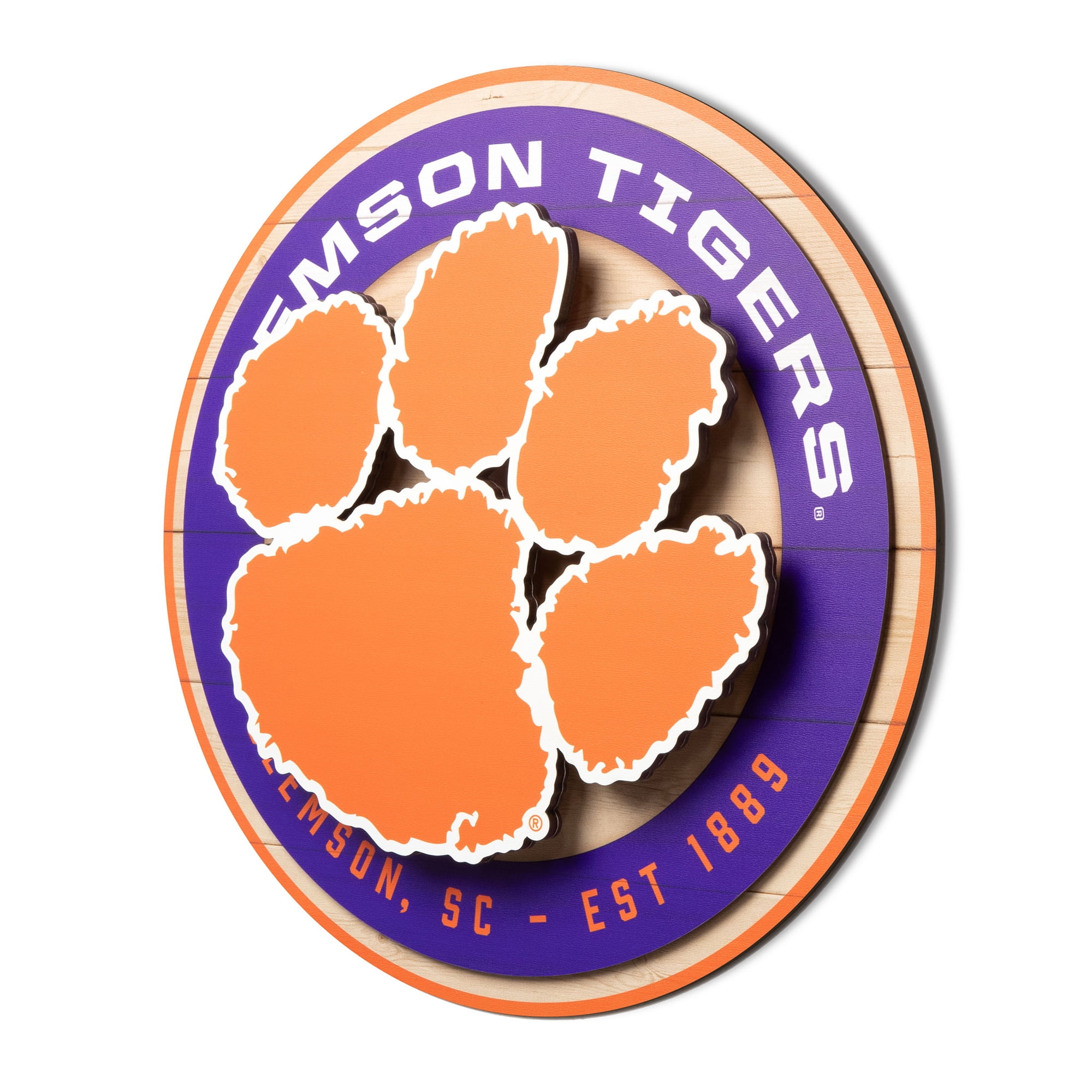 IDNA Clemson Tigers 15" x 15" 3DX Logo Circle Backer Wall Art