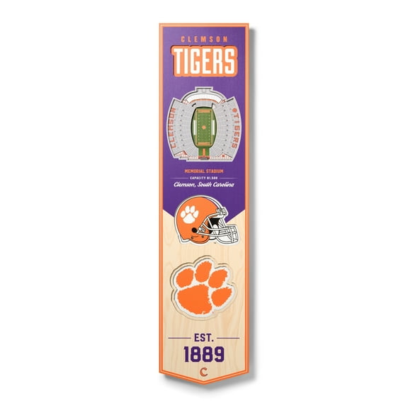 Clemson Tigers 8'' x 32'' 3D StadiumView Banner