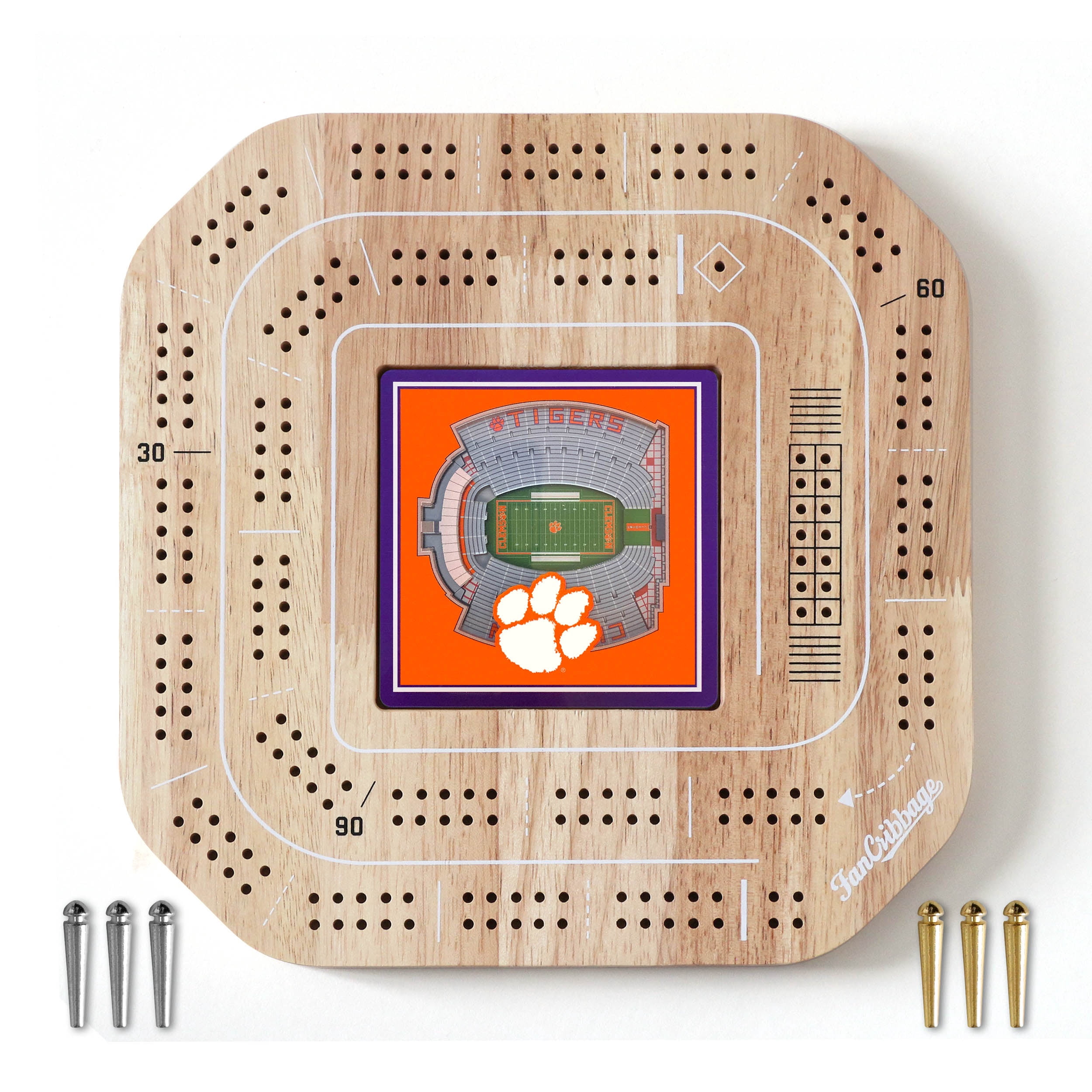 YouTheFan NCAA Clemson Tigers Stadiumview Cribbage